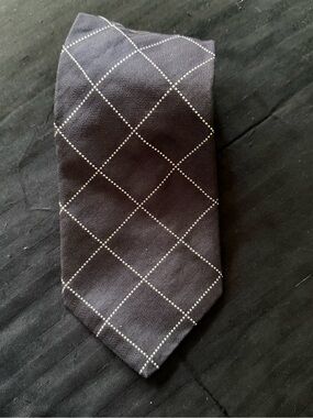 Hunt Club Black Windowpane Check Tie with White Dots